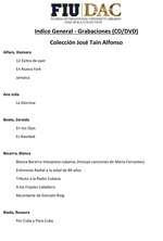 Jose Tain Aflonso Collection - Audio/Video File Index-Parte 1